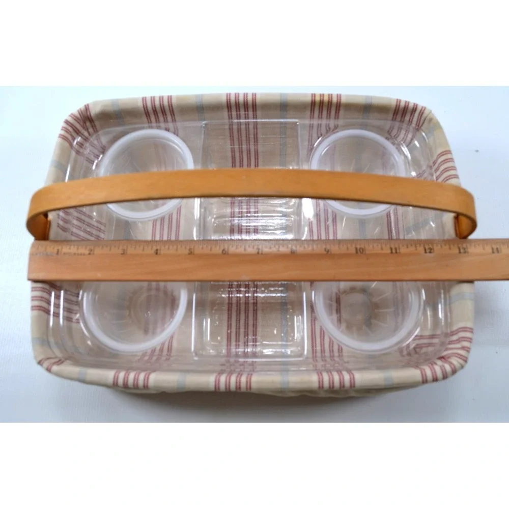 LONGABERGER 2002 Classic Back Porch Basket w/ 2 Protectors & Cloth Liner 13x9.5